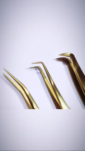 Gold Golden 90° Thin boots Tweezers-  Diamond coated ILP102